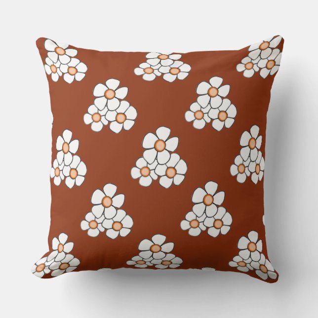 Oranje-centered Daisy Square Pillow Kussen (Voorkant)
