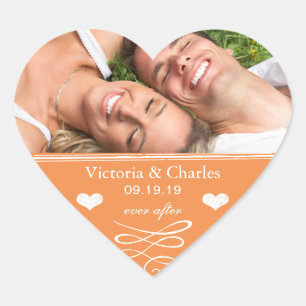 Oranje Chalkboard Wedding Save the Date Seal Hart Sticker