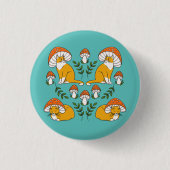 Oranje champignonkatten Button Pin (Voorkant)