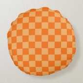 Oranje Checker Plaid Pattern Design Rond Kussen (Achterkant)