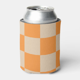 Oranje Checkerboard Retro geometrische controles Blikjeskoeler
