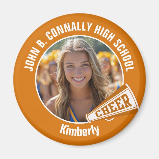 Oranje Cheerleader Foto High School Spirit Cheer Magneet (Voorkant)