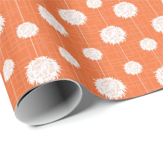Oranje Cheerleader Pom Pom Pattern Cadeaupapier (Rol Hoek)