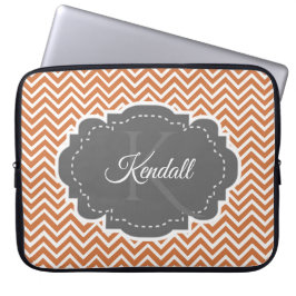 Oranje Chevron Aangepaste laptophoes Laptop Sleeve