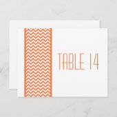 Oranje Chevron Border Table Number Briefkaart (Voorkant / Achterkant)