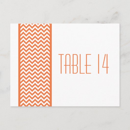 Oranje Chevron Border Table Number Briefkaart (Voorkant)