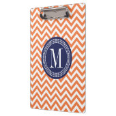 Oranje Chevron Zigzag Gepersonaliseerd Monogram Klembord (Links)