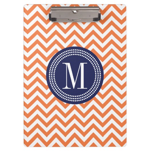 Oranje Chevron Zigzag Gepersonaliseerd Monogram Klembord (Voorkant)