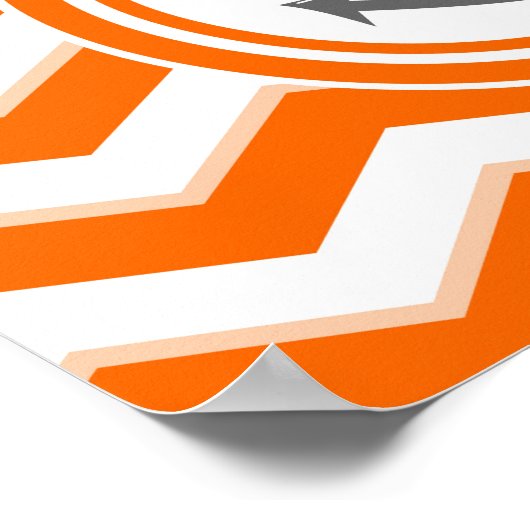 Oranje Chevron Zigzag Pattern Anchor Smile Poster (Hoek)