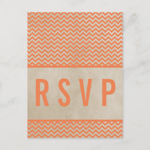 Oranje Chic Chevron RSVP Briefkaart