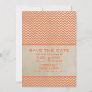 Oranje Chic Chevron sparen de Datum uitnodigen Save The Date
