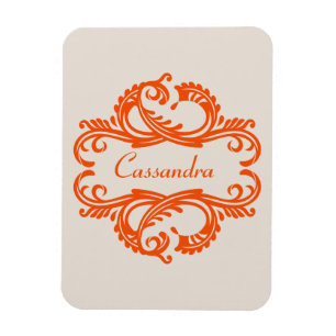 Oranje Chic Damask Premium Magnet Magneet