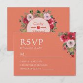 Oranje Chinese bruiloft RSVP Kaartje (Voorkant / Achterkant)