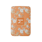 Oranje Chinoiserie Floral Monogram Badmat (Voorkant Verticaal)