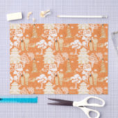 Oranje Chinoiserie Pagodas Tissuepapier (Craft)