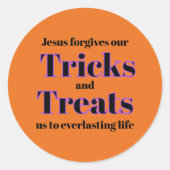 Oranje Christelijke Gospel Halloween Trick or trea Ronde Sticker (Voorkant)