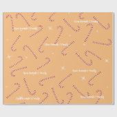 Oranje Christmas jelly Lollies aangepaste naam Cadeaupapier (Vlak)