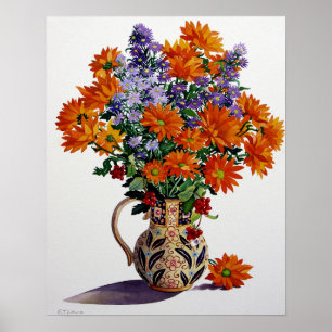Oranje Chrysanthema Poster