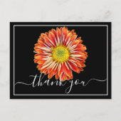 Oranje Chrysanthemum Black Achtergrond Dank u Briefkaart (Voorkant)