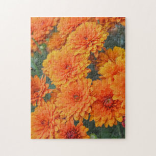 Oranje Chrysanthemum Bloemtuin Art Puzzel