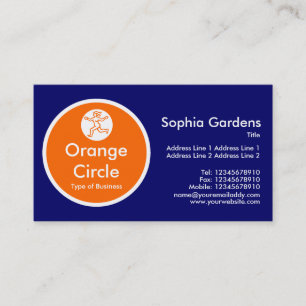 Oranje cirkel - donkerblauw visitekaartje