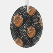 Oranje Cirkels Abstract  Patroon Glas Ornament (Voorkant Rechts)