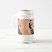 Oranje cirkels Giraffe ~ Stein Bierpul (Voorkant links)