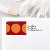 Oranje cirkels op rood retour adreslabel etiket (Insitu)