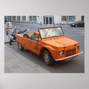 Oranje Citroen Mehari Poster