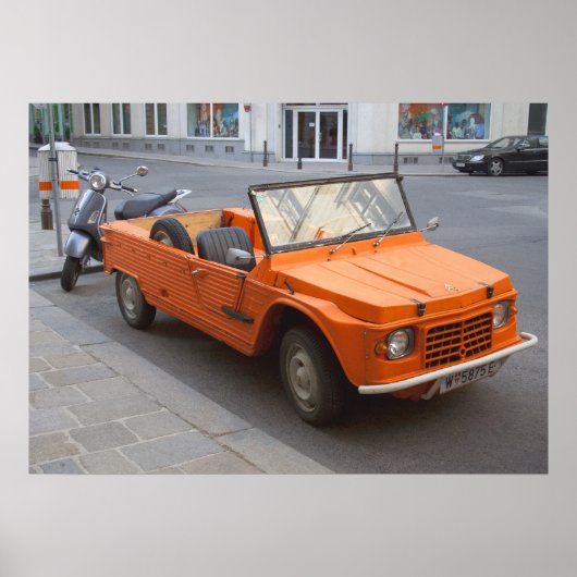 Oranje Citroen Mehari Poster (Voorkant)