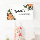 Oranje Citrus Baby shower Backdrop Little Cutie Spandoek (Insitu)