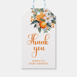 Oranje Citrus Baby shower Dank u Cadeaulabel