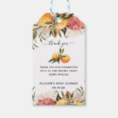Oranje Citrus Botanical | Baby shower Dank u Cadeaulabel (Voorkant)