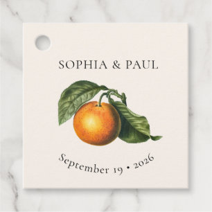 Oranje Citrus Botanical Wedding Bedankjes Labels