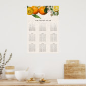  Oranje Citrus Botanical Wedding Seating Seating S Poster (Keuken)