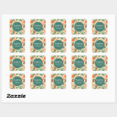 Oranje Citrus Fruit Retro Pattern Party Dank u Vierkante Sticker (Vel)