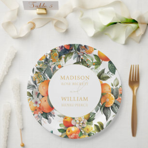 Oranje Citrus Fruit Wedding Papieren Bordje