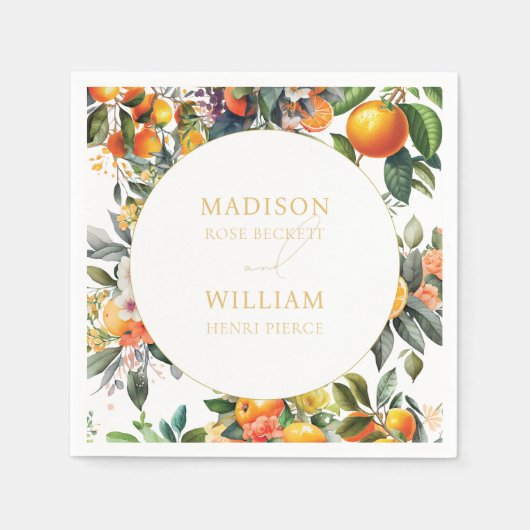 Oranje Citrus Fruit Wedding Servet (Voorkant)