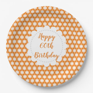 Oranje Citrus Geometry 60th Birthday Papieren Bordje