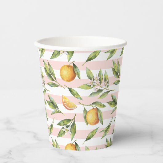 Oranje Citrus Kleine Cutie Verjaardagspapier Cup Papieren Bekers (Voorkant)