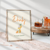 Oranje Citrus Little Cutie Baby shower Drinken Tek Poster