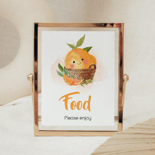 Oranje Citrus Little Cutie Baby shower Eten Poster
