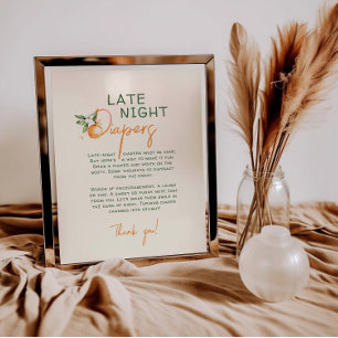 Oranje Citrus Little Cutie Late Night Luiers Teken Poster