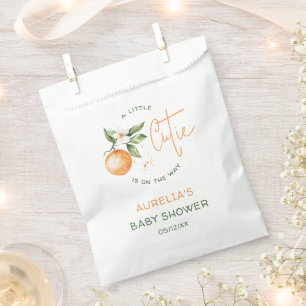 Oranje Citrus Little Cutie on the Way Baby shower Bedankzakje