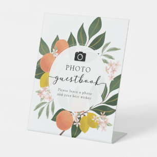 Oranje Citrus Photo Guestbook-teken Reclamebord Met Voetstuk