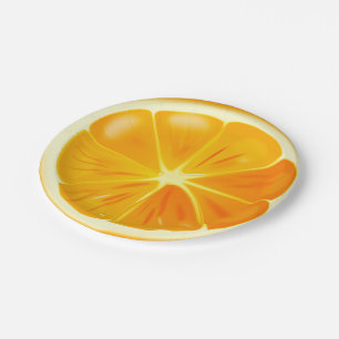 Oranje Citrus Slice op papier Borden Papieren Bordje