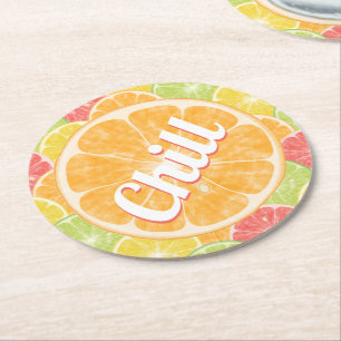 Oranje Citrus Slices Chill Ronde Kartonnen Onderzetter