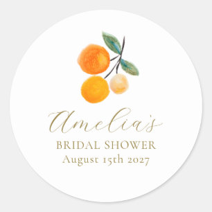 Oranje Citrus Waterverf Bridal Brunch Custom Ronde Sticker