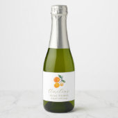Oranje Citrus Waterverf Bridal Brunch Custom Sparkling Wijnetiket (Voorkant)