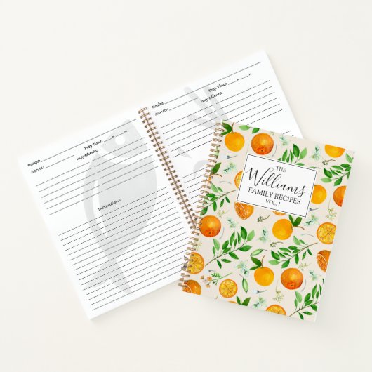 Oranje Citrus Zomer Bloemen Botanisch Receptenboek Notitieboek (Binnen)